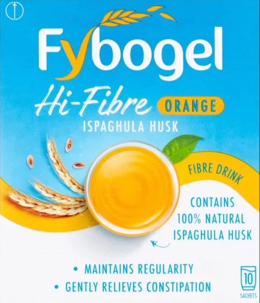 Fybogel Orange Fiber Supplement Sachets, 10 Count - Natural Digestive Support, Gentle Relief, Easy Mix Powder, Daily Use, Convenient Packets for Regularity, Healthier Lifestyle, Ispaghula Husk, Laxatives for Constipation, Sugar-free & gluten-free, orange, lemon, inulin, fiber, buy high fibre supplements online in UK at luxsupp