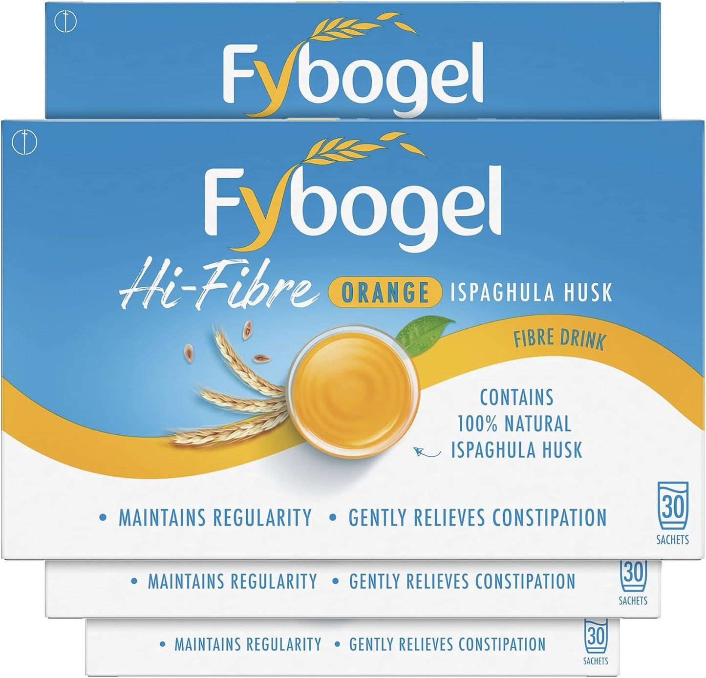 Fybogel Orange Fiber Supplement Sachets, 60 Count - Natural Digestive Support, Gentle Relief, Easy Mix Powder, Daily Use, Convenient Packets for Regularity, Healthier Lifestyle, Ispaghula Husk, Laxatives for Constipation, Sugar-free & gluten-free, orange, lemon, inulin, fiber, buy high fibre supplements online in UK at luxsupp