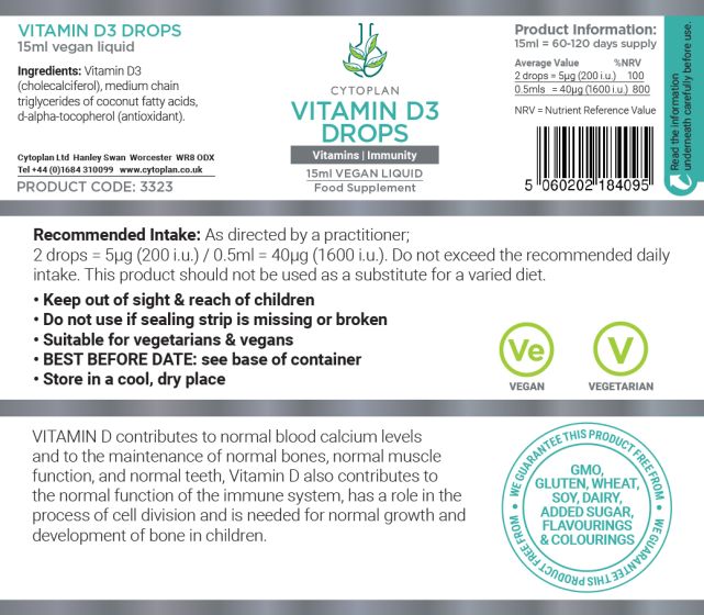 Cytoplan Vitamin D3 Drops - 15ml