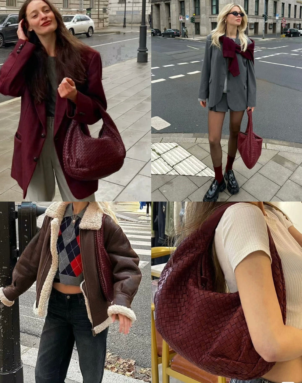 Bottega Veneta Belly Hobo Intrecciato Burgundy Ancora Red Large 50cm