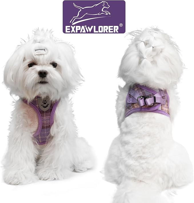 Classic Plaid Step-in Dog Harness with Adjustable Collar