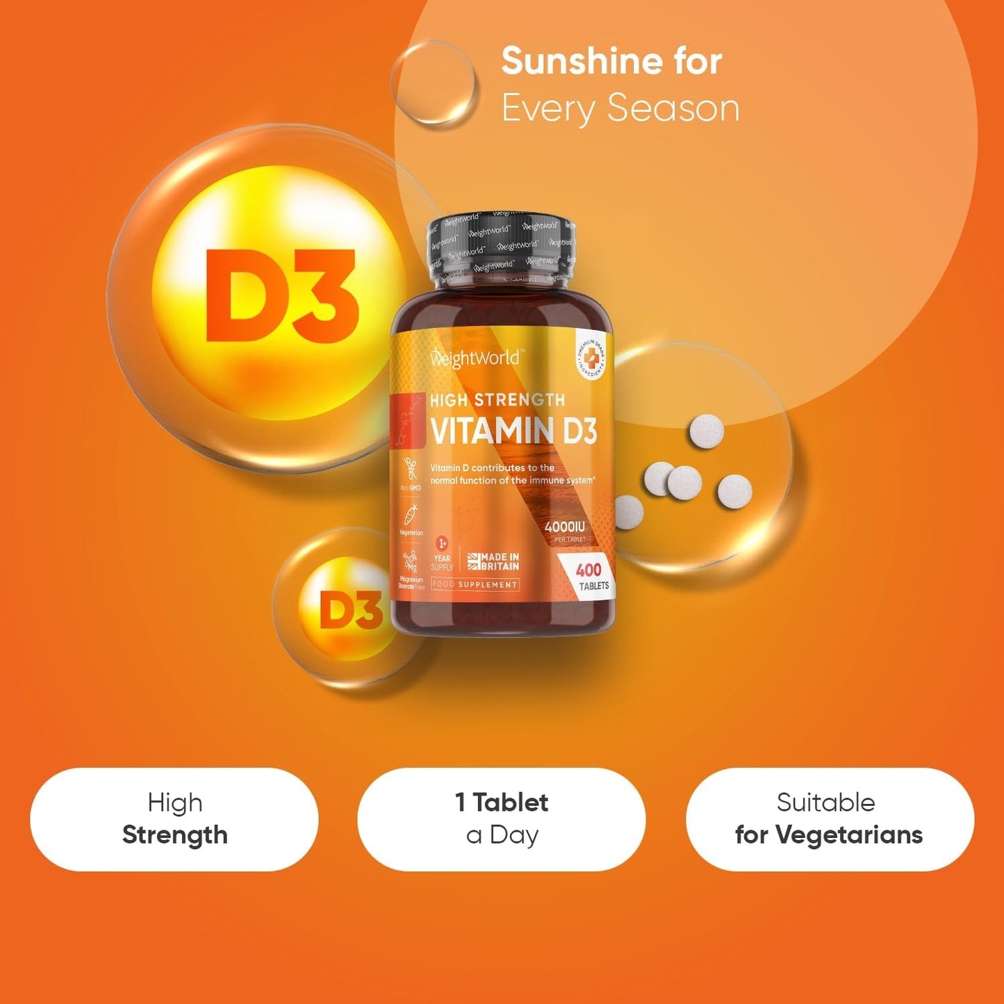 Vitamin D, D3, 4000IU, High Strength, buy online in UK, Vegan