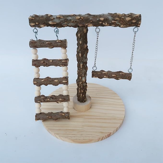 Vokowin Bird Playground Simple Stand Bridge Swing Climbing Wooden Training Ladder