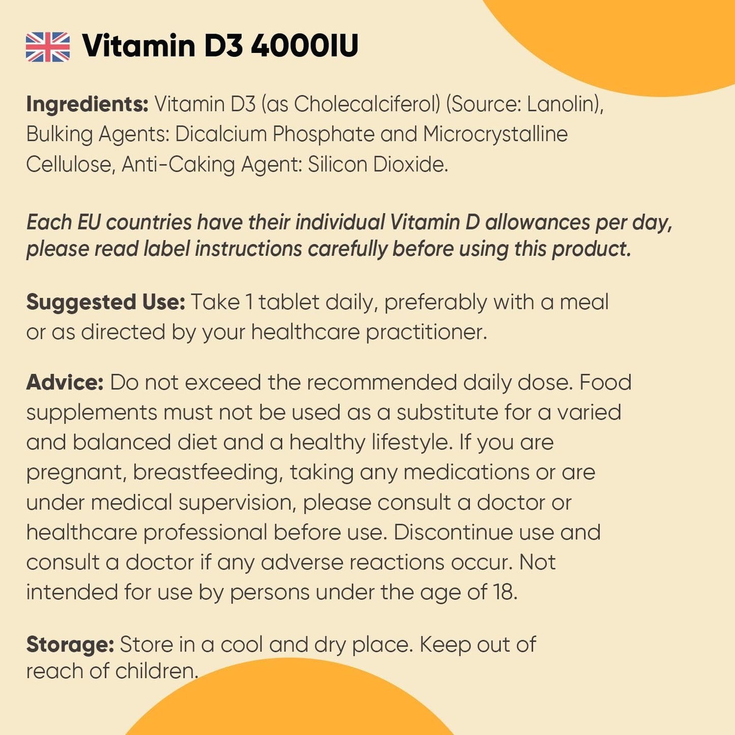 Vitamin D3 4000IU | 400 Tablets | 1+ Year Supply