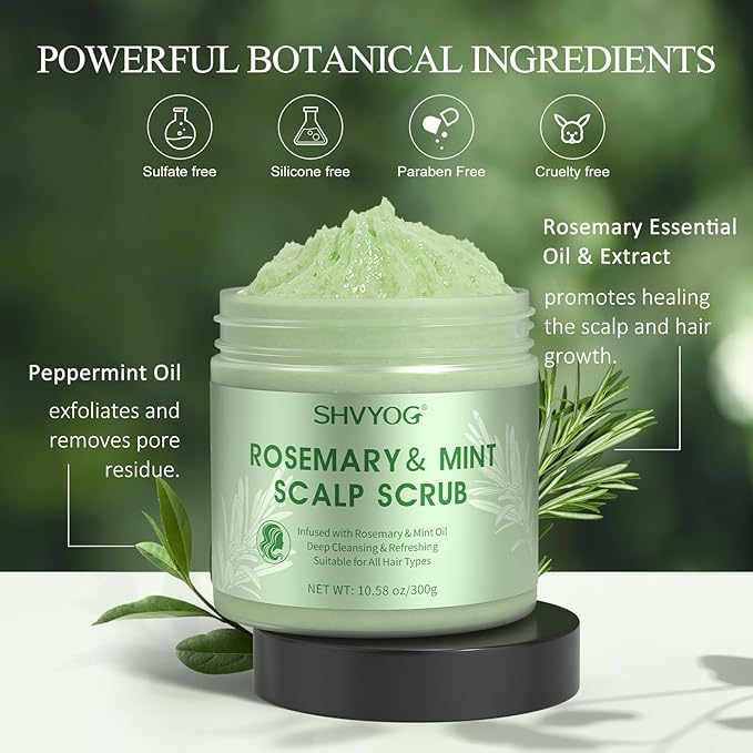 SHVYOG Rosemary and Mint Scalp Exfoliator Hair Treatment Nourishing Detox Hair Scrub 100 g
