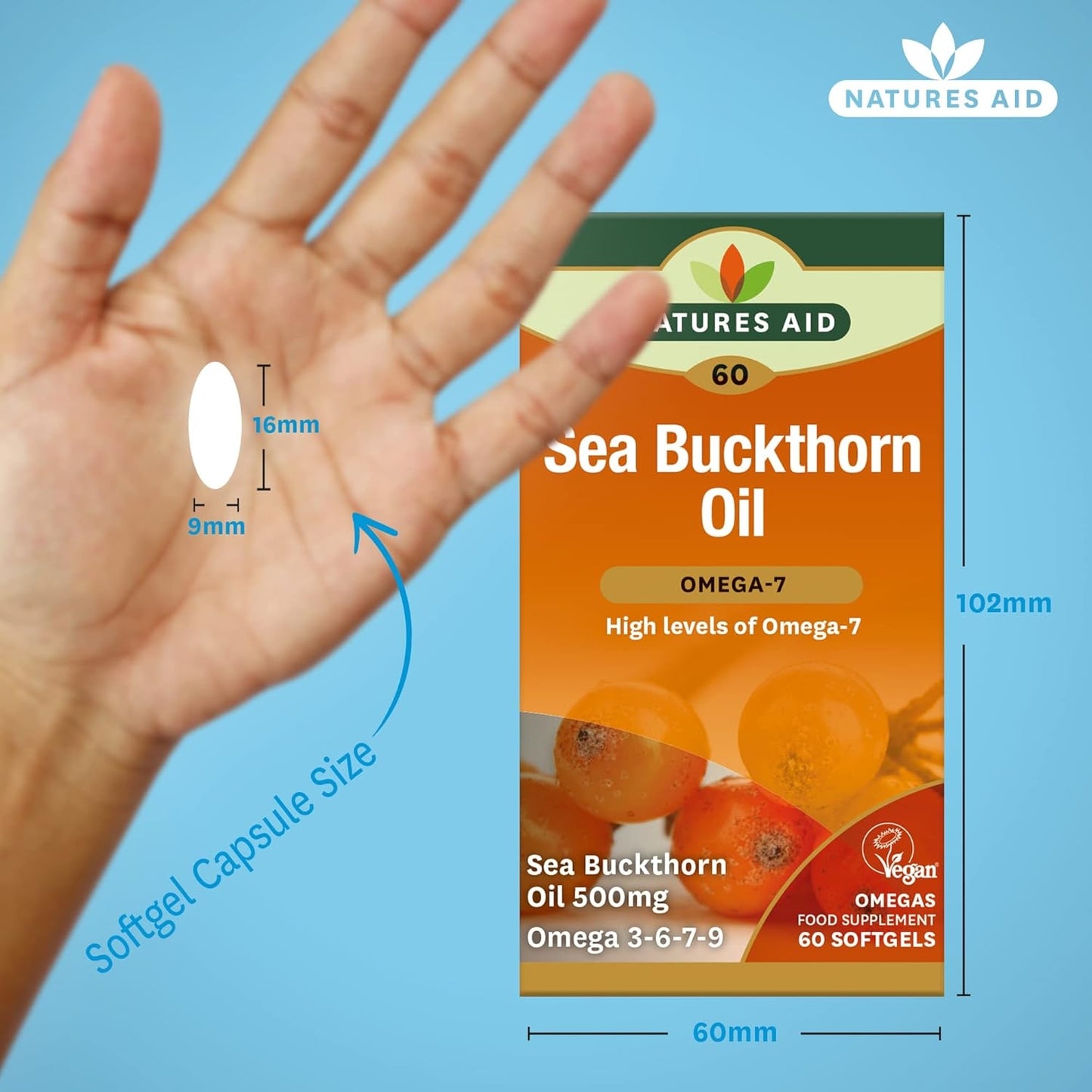 Omega 3, 6, 7, 9, fatty acids, sea buckthorn oil, high omega 7, food supplement, Phytonutrients, Palmitoleic Acid, made in UK