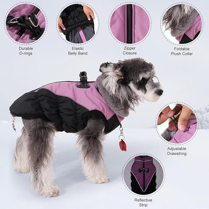 Poseca Dog Winter Coat Warm Dog Coat Reflective Windproof