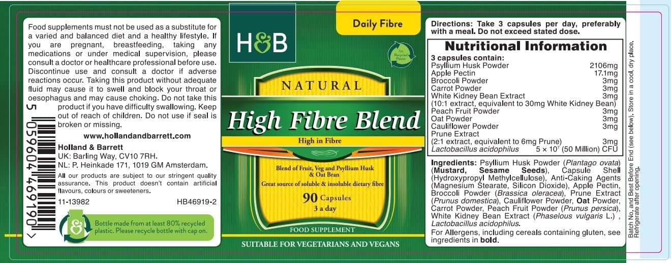 Holland & Barrett High Fibre Blend 90 Capsules