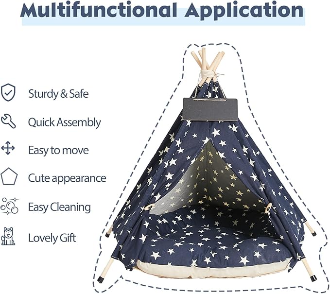 Pets Teepee Dogs Tent Teepee Tent 50x50x60cm