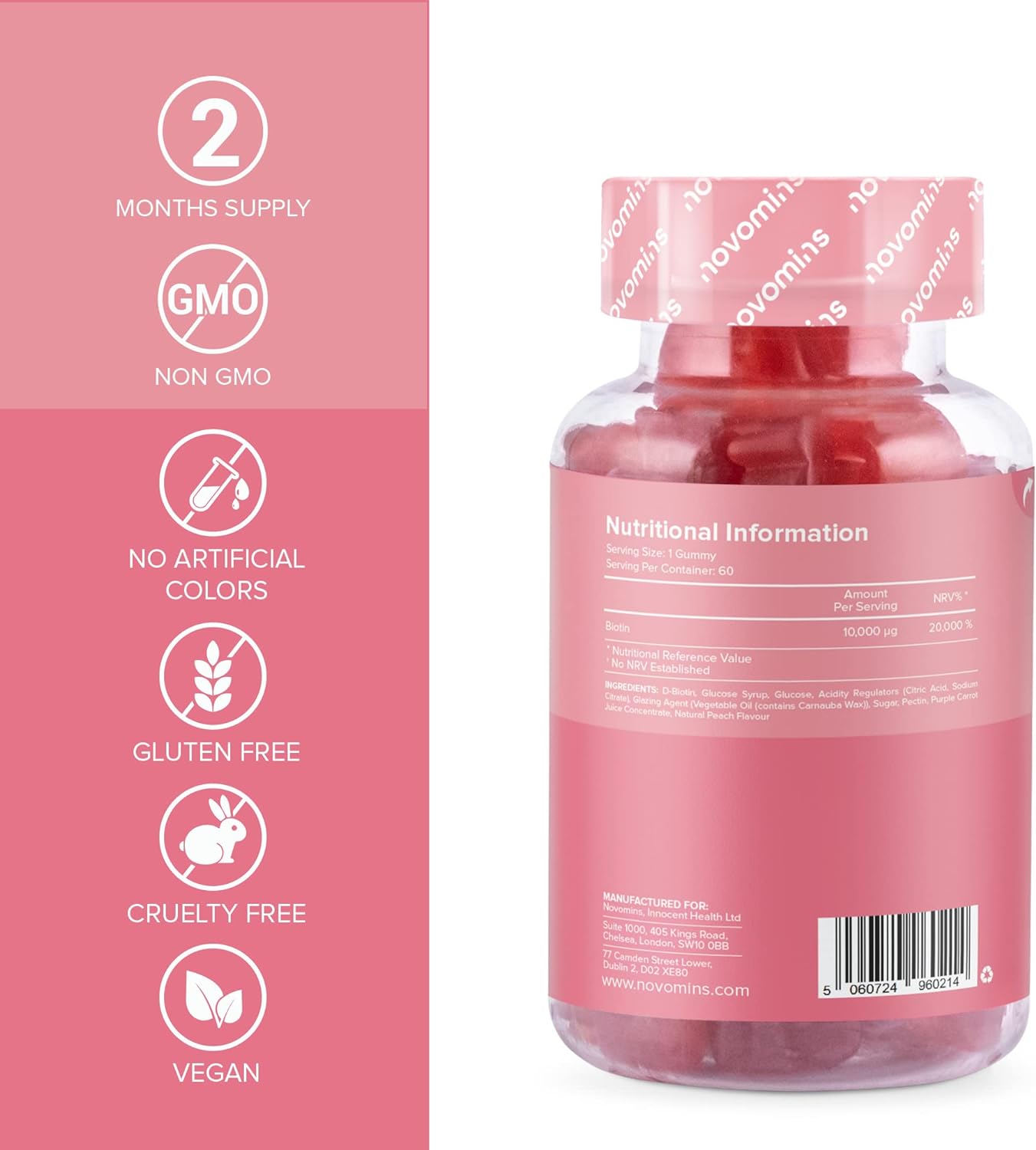 Biotin Gummies for Hair Growth - 10,000 mcg - 60 Gummies
