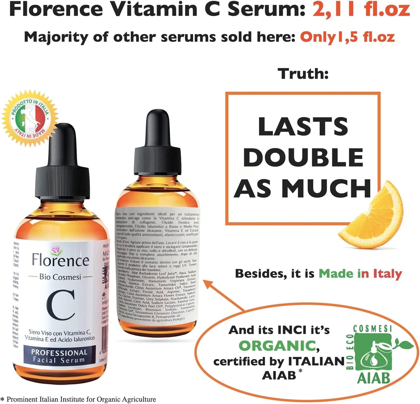 Organic Vitamin C Serum for Face 2.11oz | Anti-Aging & Brightening Serum | Dark Spot & Wrinkle Repair