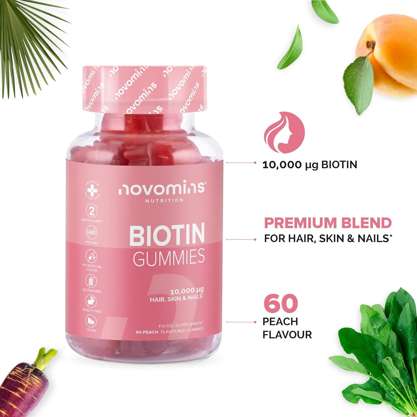 Biotin Gummies for Hair Growth - 10,000 mcg - 60 Gummies