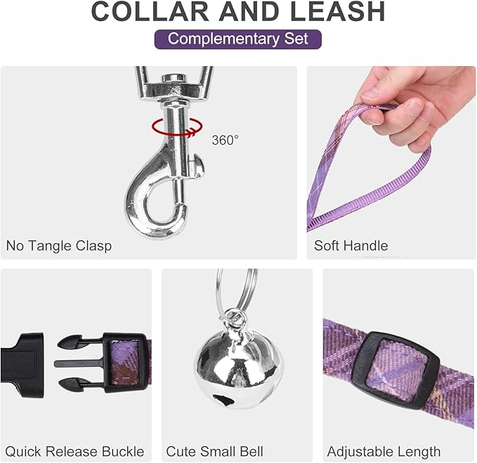 Classic Plaid Step-in Dog Harness with Adjustable Collar