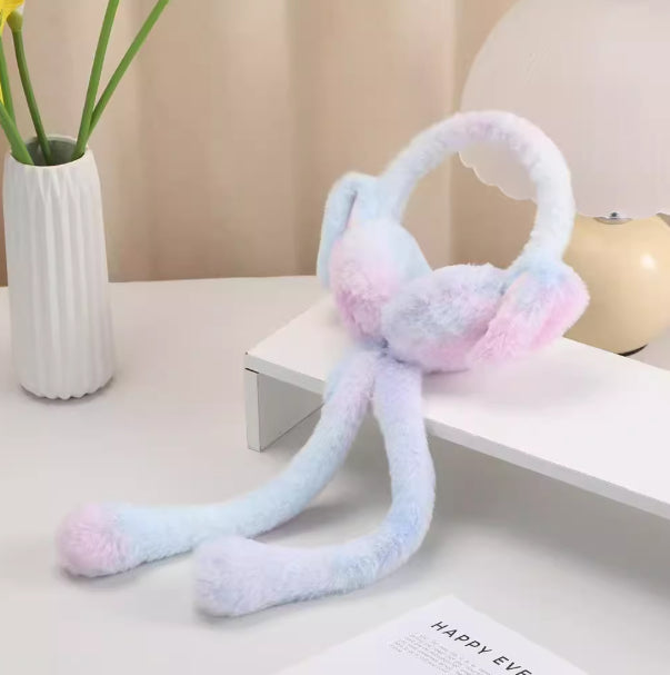 Cute Plush Airbag Movable Rabbit Earmuffs