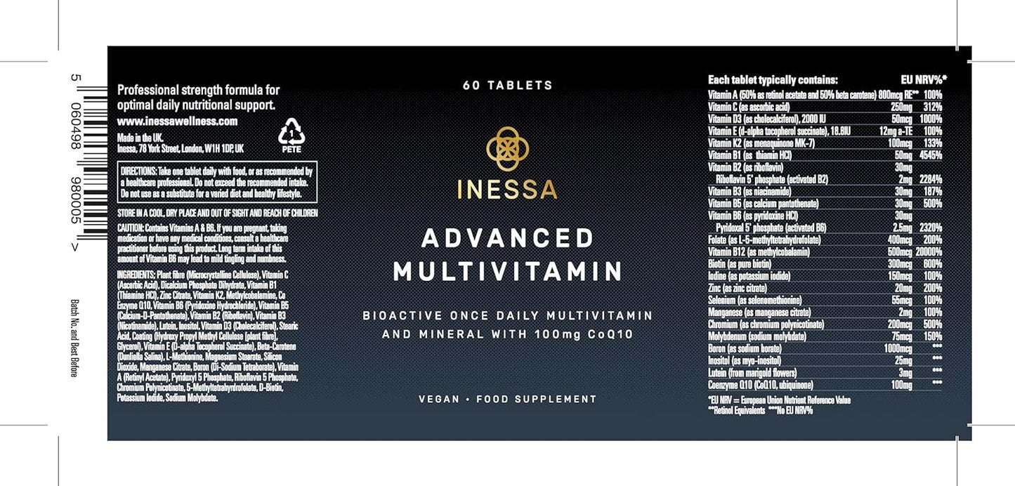 Inessa Advanced Multivitamin with CoQ10 - Vegan, 60 Tablets