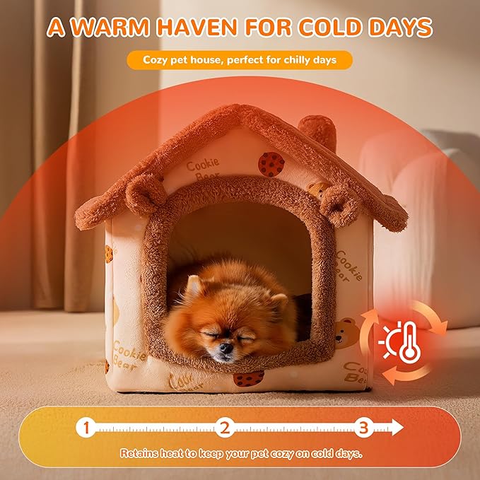 ALLSOPETS Dog House Indoor Foldable Cat Cave Bed