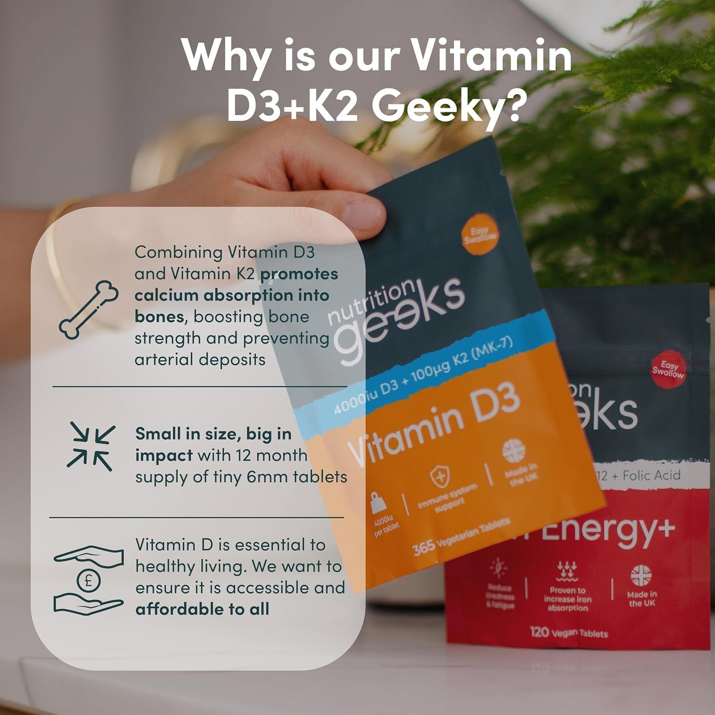 Nutrition Geeks Vitamin D3 + K2 Tablets