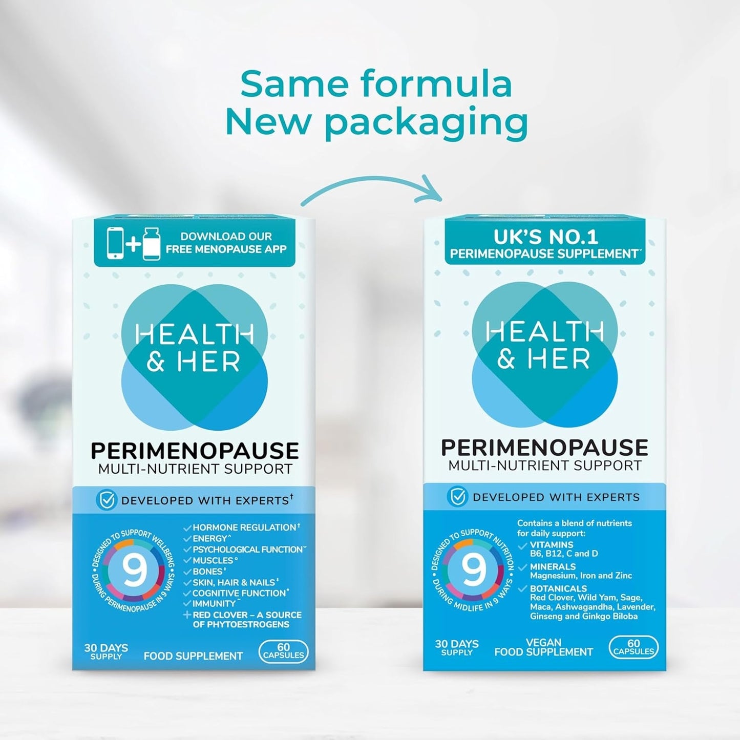 Health & Her Perimenopause Supplements for Women - with Red Clover, Wild Yam Ashwagandha. Wellbeing Support for The Early Stage of Menopause - 1 Month Supply, 60 Capsules - Vegan & Gluten Free, Menstruation,  menopause, phytoestrogens  isoflavones THE UK's NO.1 PERIMENOPAUSE SUPPLEMENT,VITAMINS B6, B12, C and D. MINERALS Magnesium, Iron and Zinc. BOTANICALS Red Clover, Wild Yam, Sage, Maca, Ashwagandha, Lavender, Ginseng and Ginkgo Biloba, VITAMIN B6, Buy health supplements online in UK at luxsupp