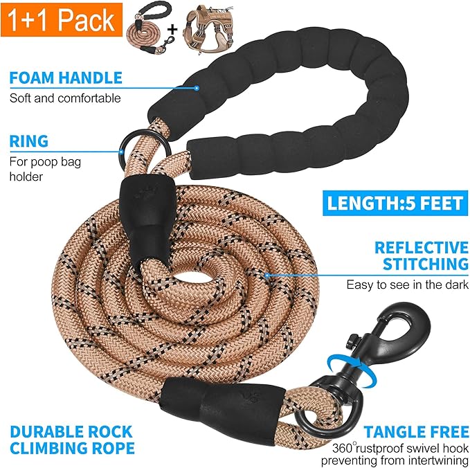 Haapaw Heavy Duty Tactical Dog Harness for Large Dogs