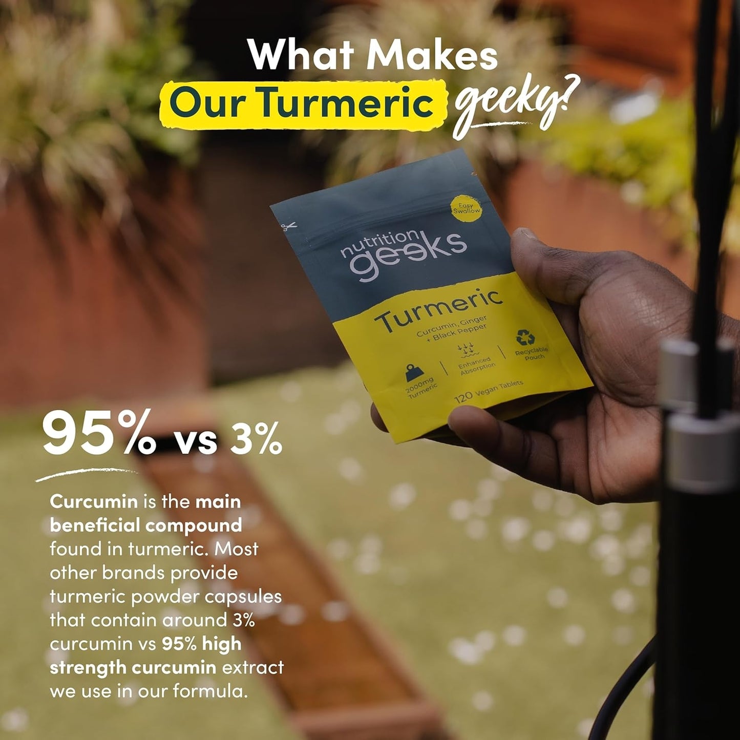 Turmeric Tablets 2000mg with Black Pepper & Ginger - 120 High Strength Curcumin Supplements