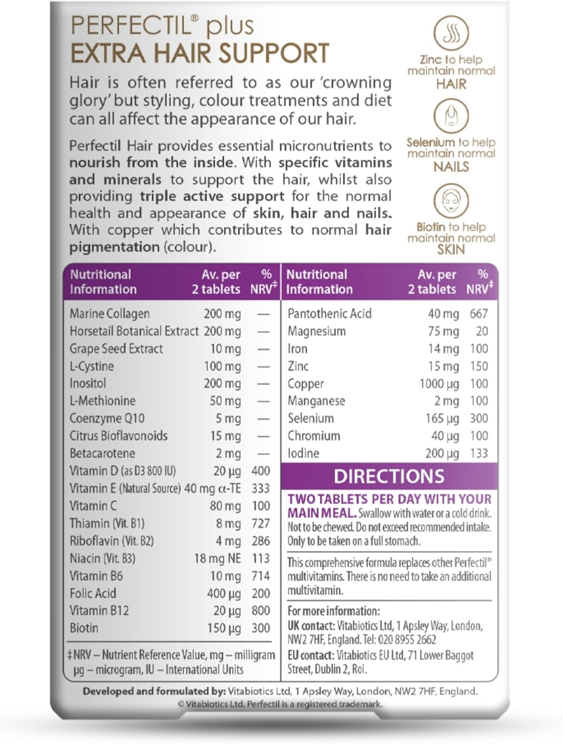 Perfectil Hair Supplement, 60 Tablets