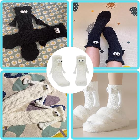 Magnetic Attraction Cartoon Eye Couple Socks