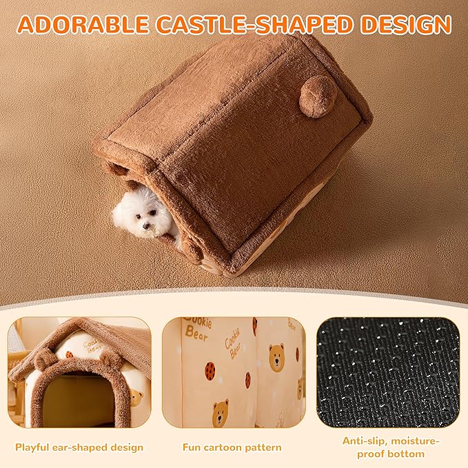 ALLSOPETS Dog House Indoor Foldable Cat Cave Bed