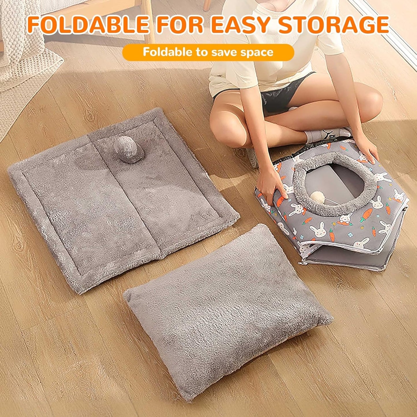 ALLSOPETS Dog House Indoor Foldable Cat Cave Bed