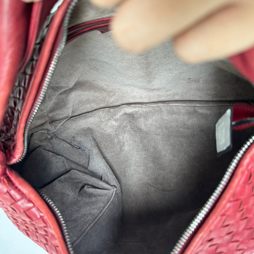 Bottega Veneta Belly Hobo Intrecciato Burgundy Ancora Red Large 50cm