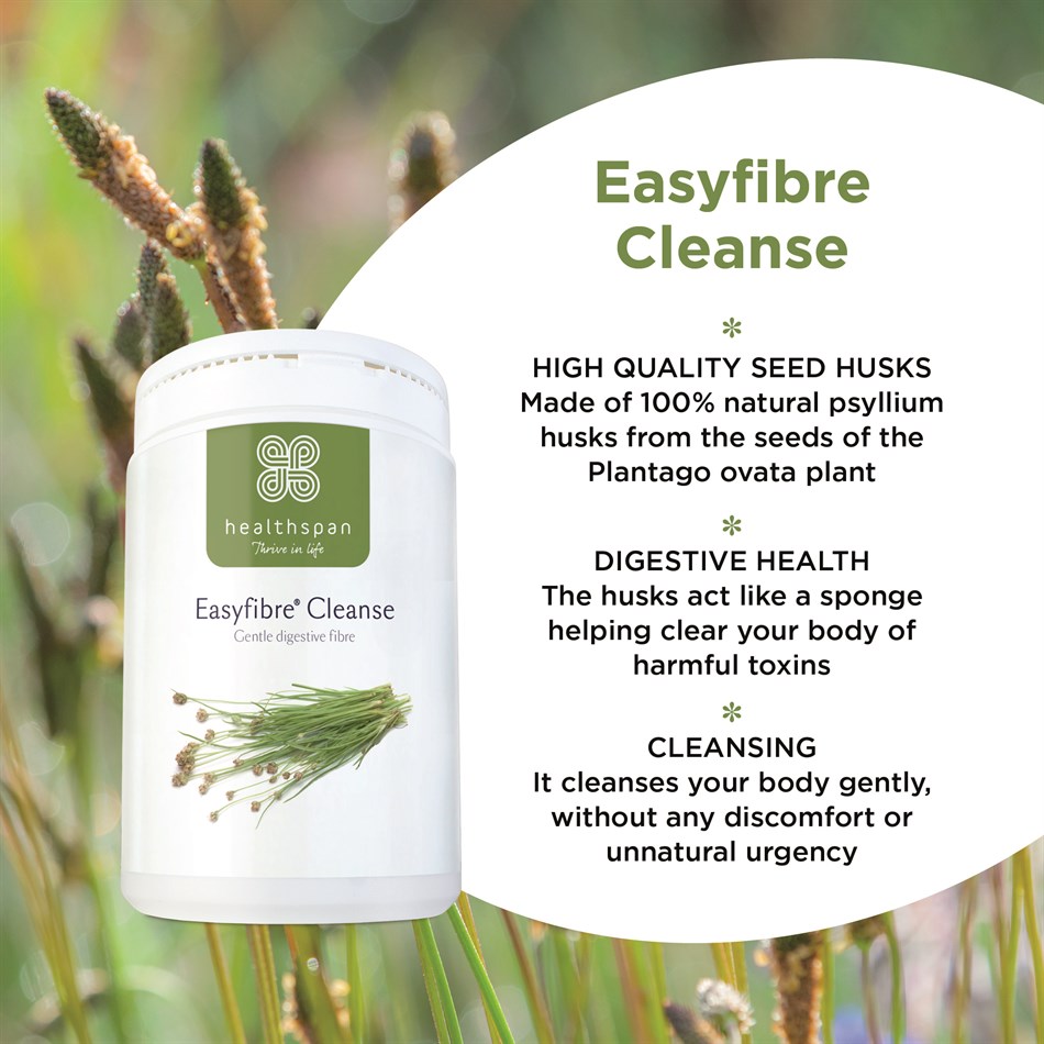 Healthspan Easyfibre Cleanse (300g) | 100% Pure Psyllium Husks Providing a Natural & Simple Solution to Help Increase Your Fibre Intake | Digestive Health | Vegan, fibre for constipation, fiber, laxatives, Buy heath supplements online in UK at Luxsupp