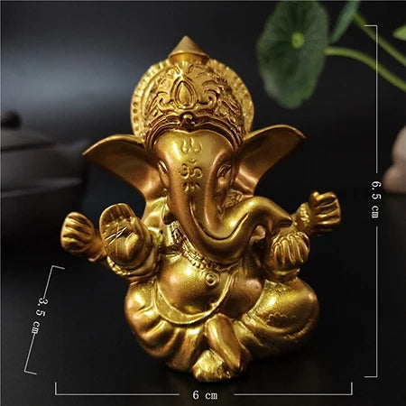 Lord Ganesha Buddha Statue Indian Elephant God Sculptures Gold Ganesh Figurines Ornaments Home Garden Buddha Decoration Statues