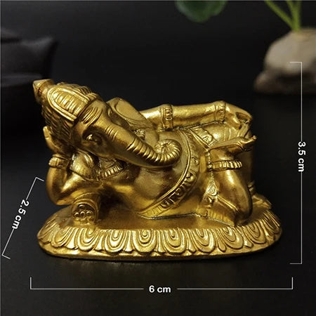 Golden Lying Ganesha Buddha Statue Elephant God Sculpture Ganesh Figurines Man-made Stone Home Garden Decoration Buddha Statues