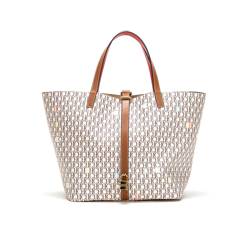 Classic Style Women's Large-capacity Handbag Letters Print Design Small Metal Accessories Exquisite Workmanship