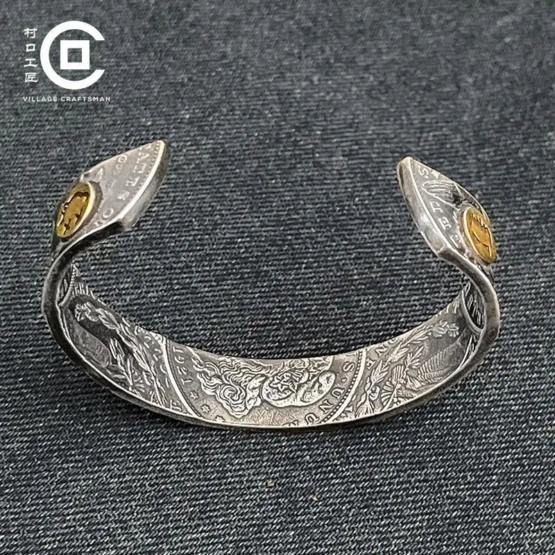 Hard Silver Coin Antique Coin U.S. Dollar Coin Midas Gold Smiley Morgan Coin Bracelet Couple
