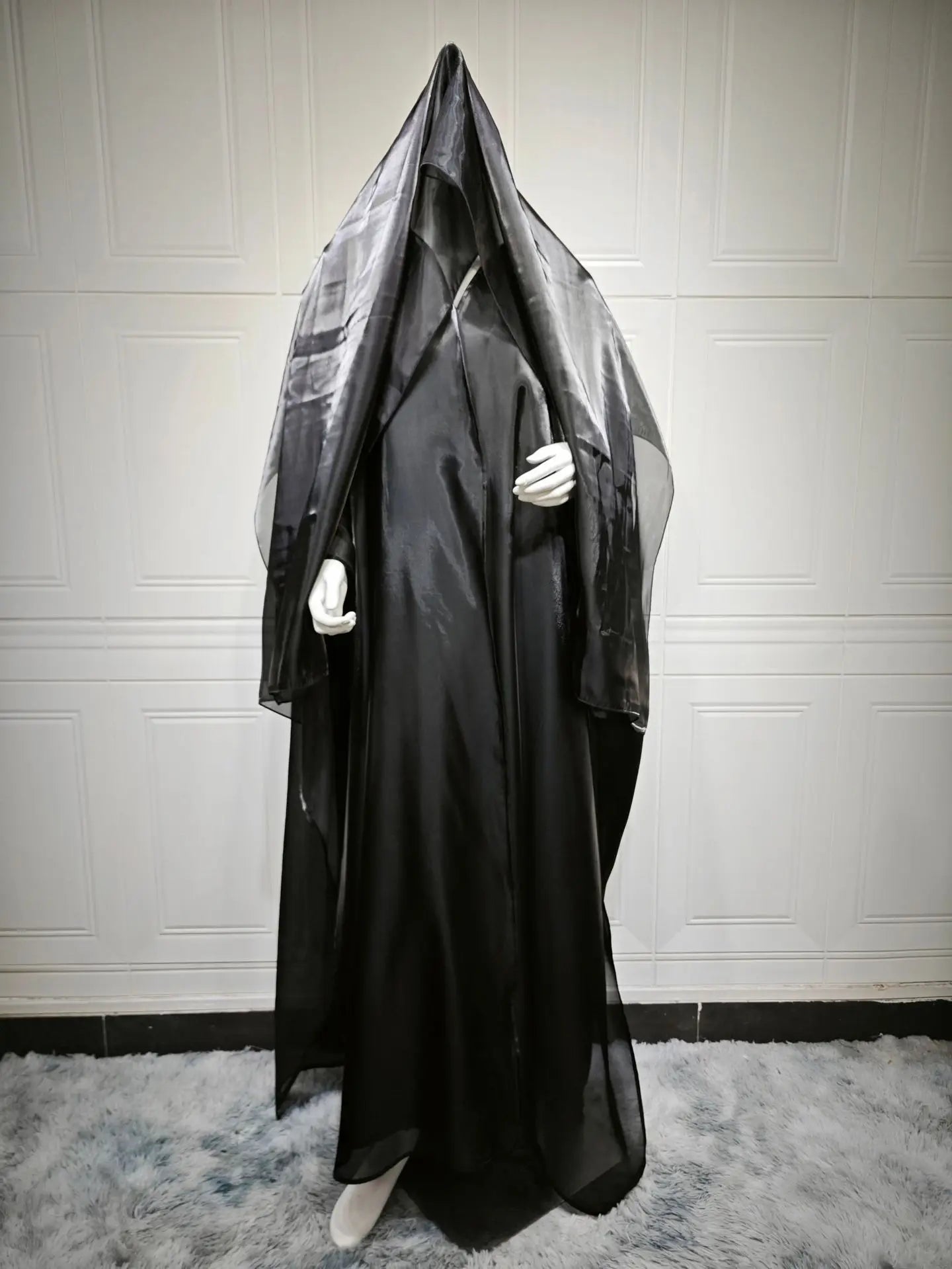 Elegant Arabic Satin Abaya Dress with Hijab Eid Muslim Women Modest Cardigan Islamic Vacation Outfit New in Turkey Kaftan Robe