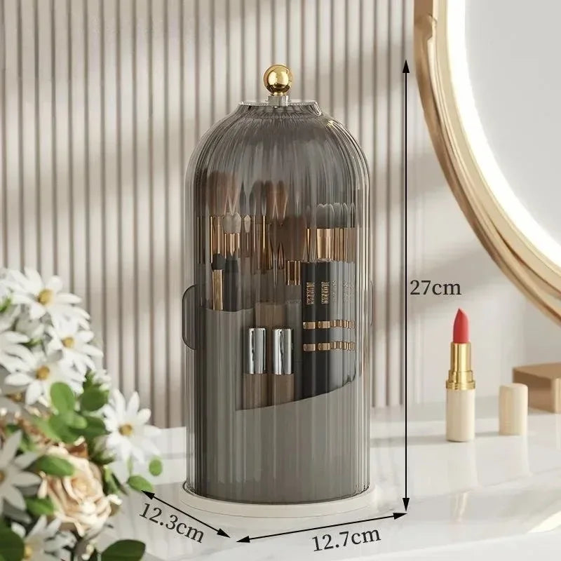 2026 360° Dressing Table Pen Holder Lipstick Storage Rack Rotating Makeup Brush Storage Tube Dust-proof Partition Storage Box