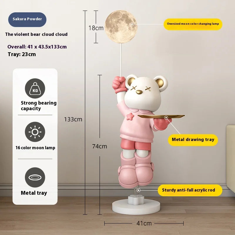 2024 New Violent Bear RGB Floor Light Living Room Bedroom Sofa TV Cabinet Decoration with Bluetooth Sound System Floor Light