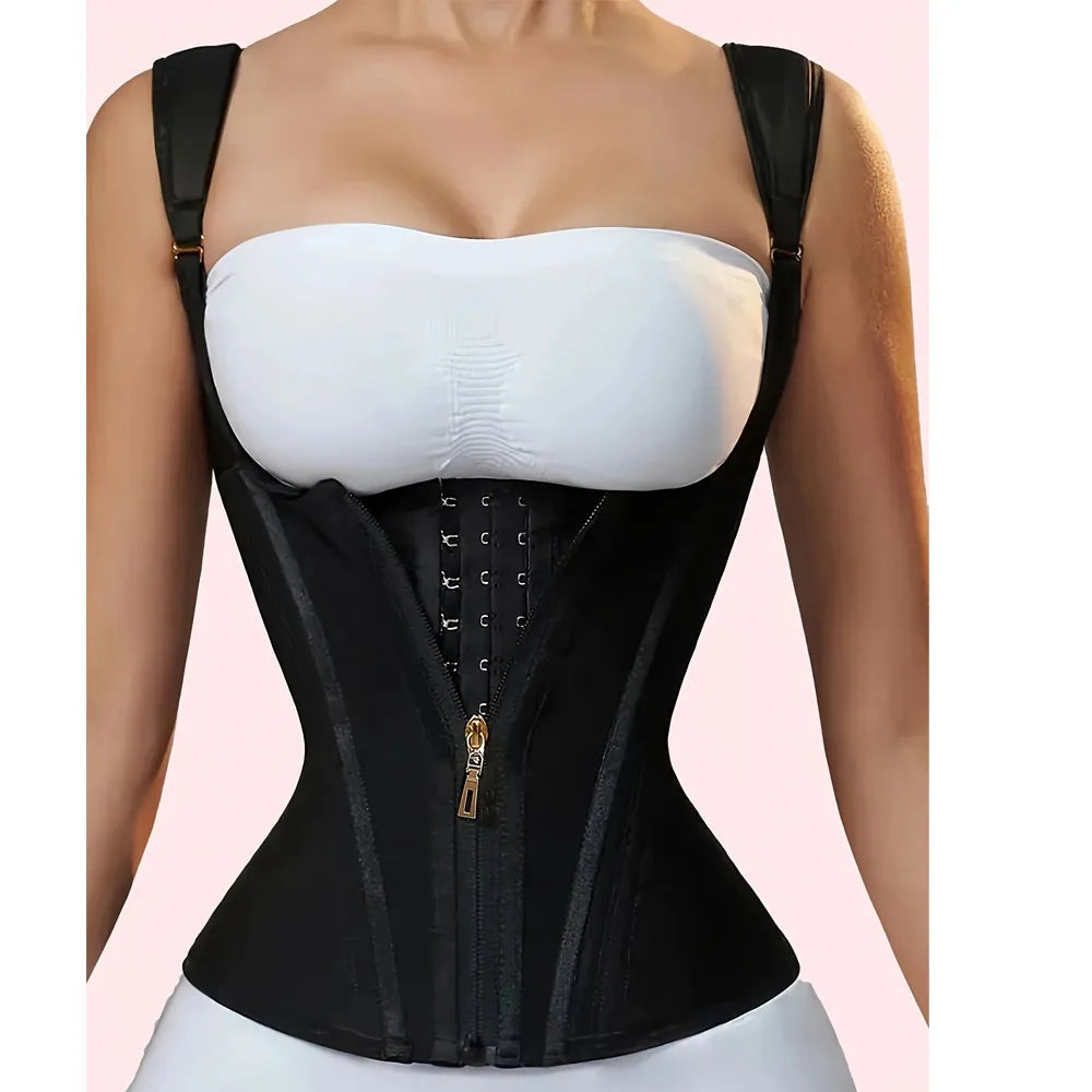 Women's Plus Size Tummy Control Corset Vest Cincher,Full Coverage Back Shapewear with Zipper &Buttoned Closure,Hard Control Belt