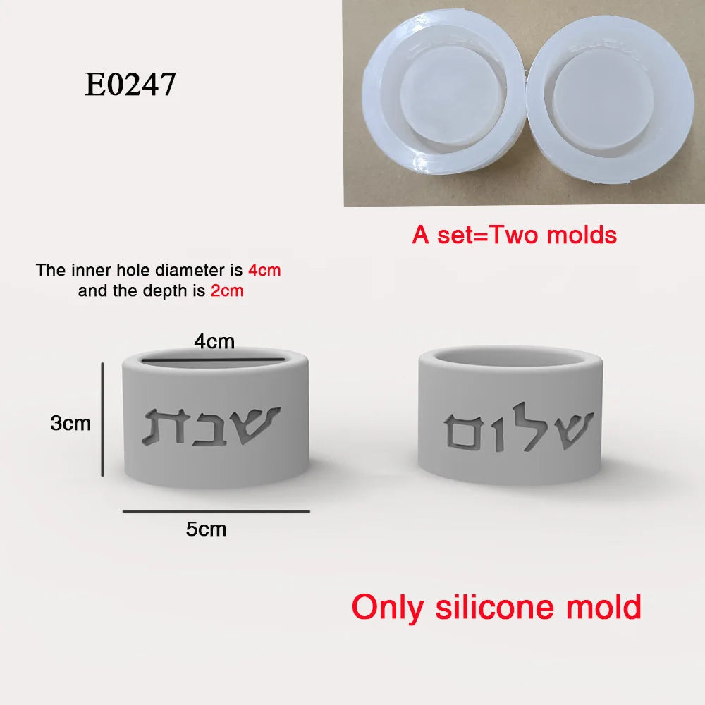 Silicone Mold For Shabbat Candle Holders Set,Handmade Concrete Jewish Tealight Holders | Shabbat Candlesticks Gift Molds