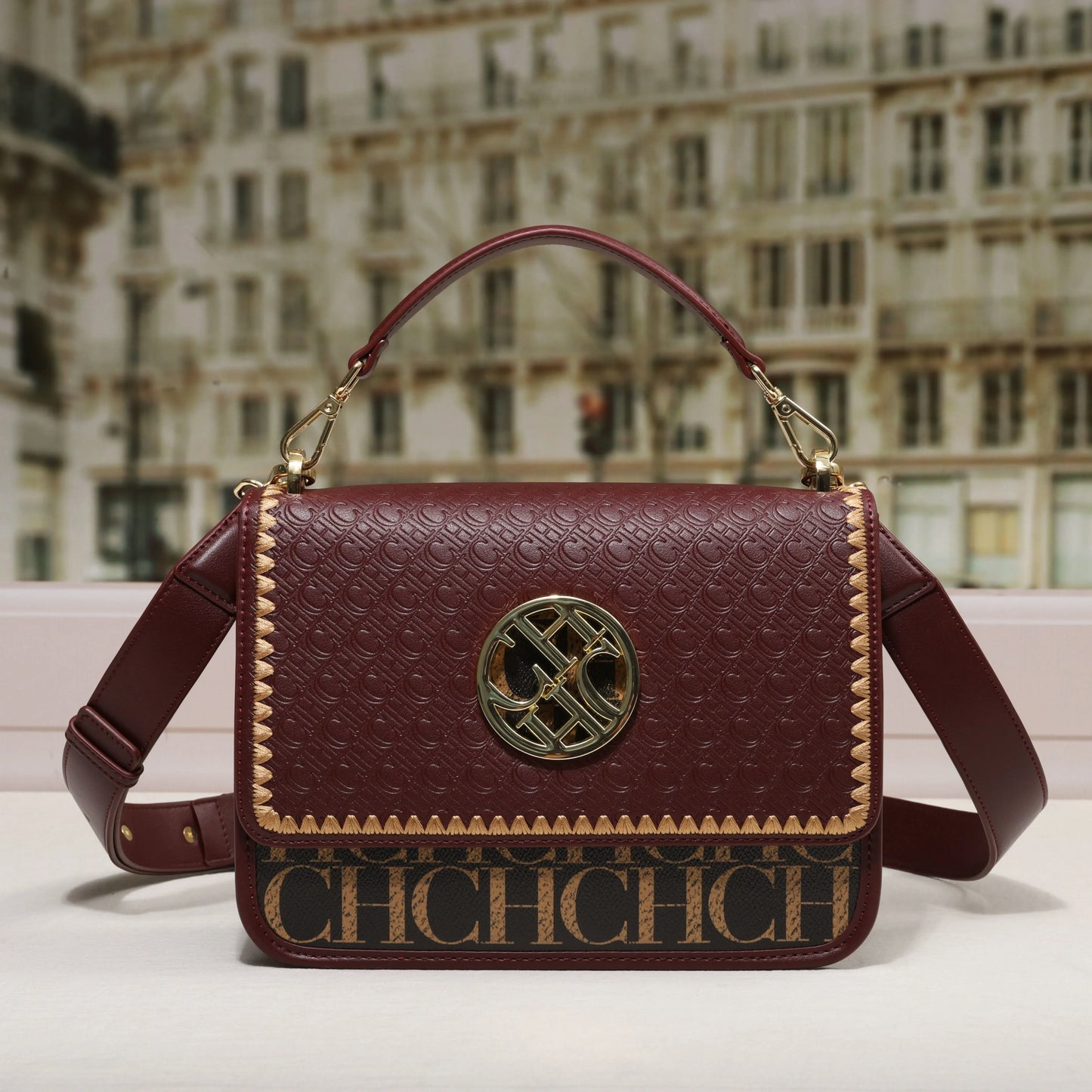 CH Solid Design Shoulder Bag Dark Letter Embossed Ladies Party Bag Exquisite Luxury Brand Fashion Design Handbag Classic