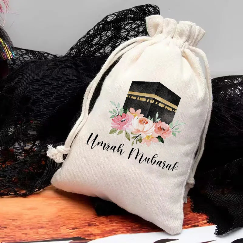 5pcs Kaaba Umrah Mubarak Gift Bags Muslim Islamic Ramadan Kareem Eid Decoration Hajj Congratulation Keepsake Celebration Present