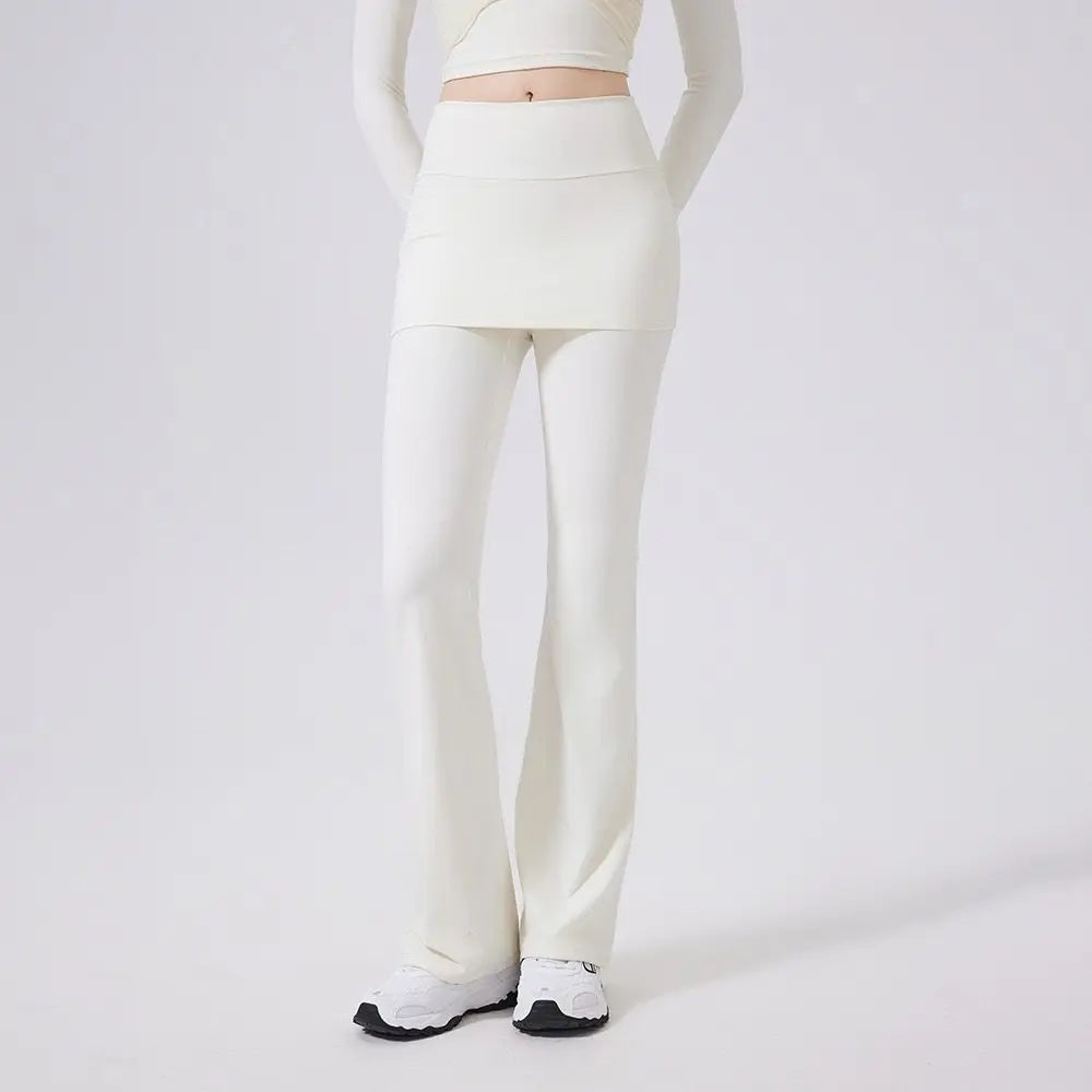 Women's High-Waist Yoga Pants Flared Sports Pants Hip Covering Skirt Running Leggings Dance Training Pilates Fitness Trousers