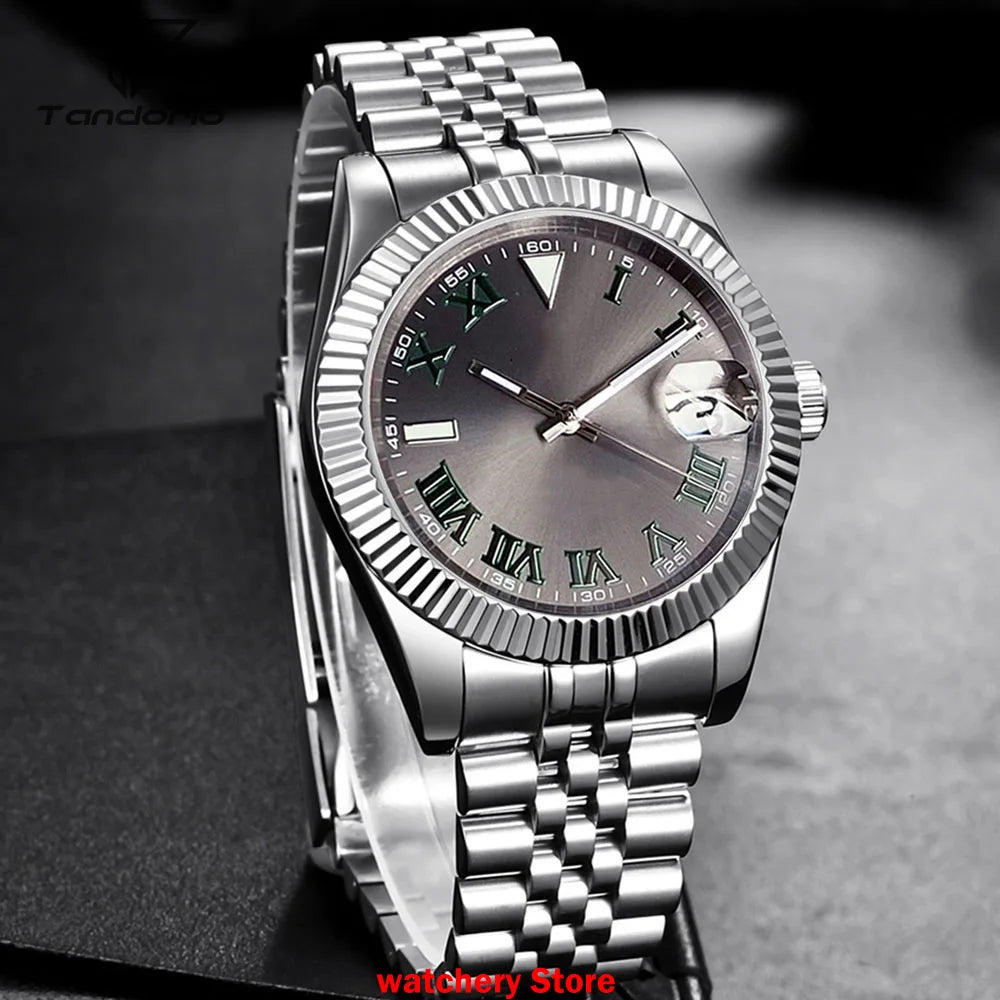 NEW Rose Gold 36mm 39mm Sunburst Grey Dial Dark Green Roman Numbers 200m Waterproof NH35 Automatic Men Watch Sapphire Glass
