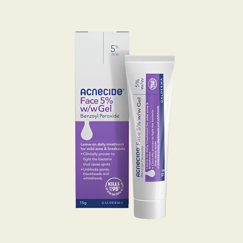 Acnecide Face Gel 5% Benzoyl Peroxide Acne Treatment for Spot Prone Skin 15g