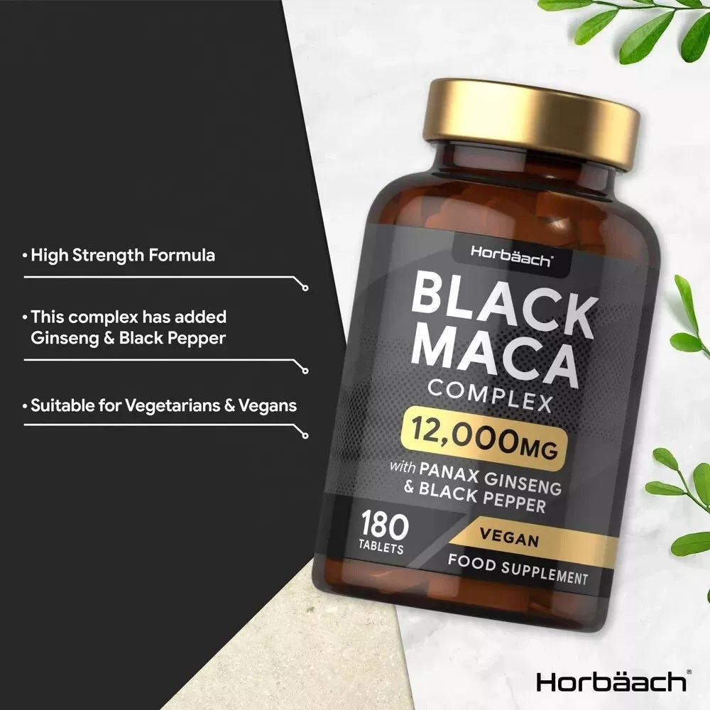 Black Maca Root Complex 12,000 mg | 180 Tablets