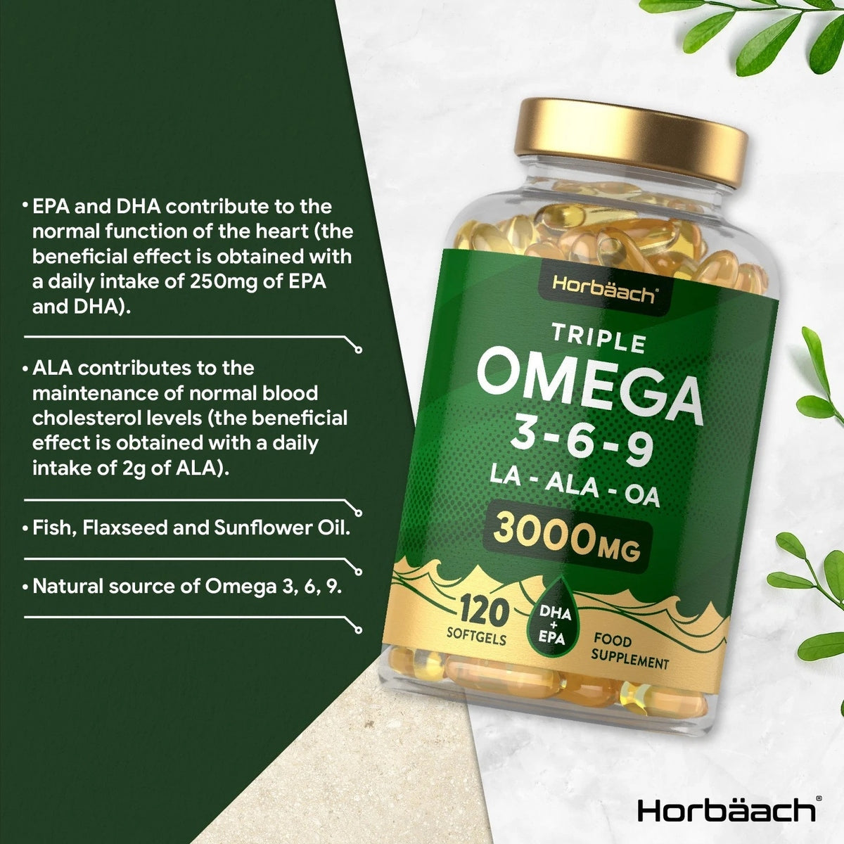 Omega 3 6 9, fish oil, flax seed, sunflower, LA, ALA, OA, 3000MG, EPA, DHA, ORDER ONLINE IN UK,