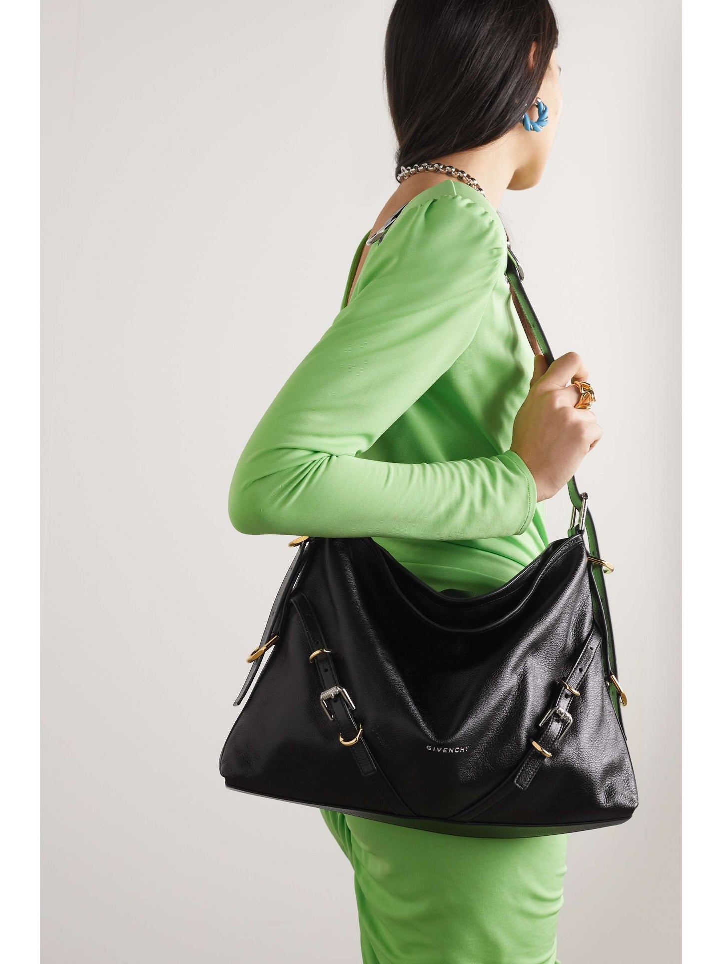 GIVENCHY Voyou medium textured-leather shoulder bag