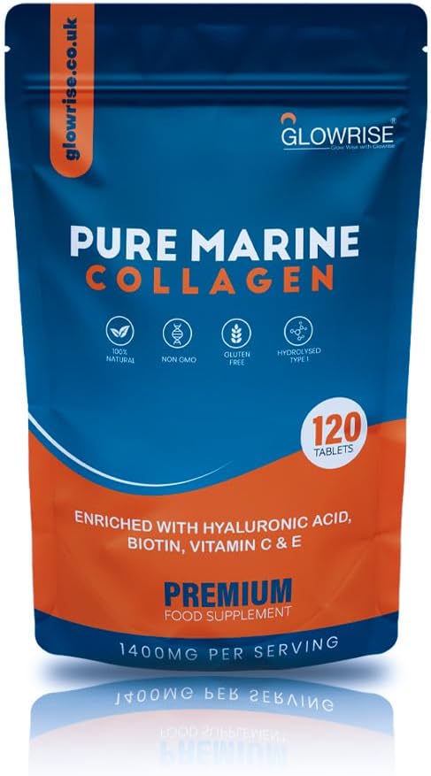 Glowrise High Collagen Supplements For Women & Men Marine Collagen Tablets 120