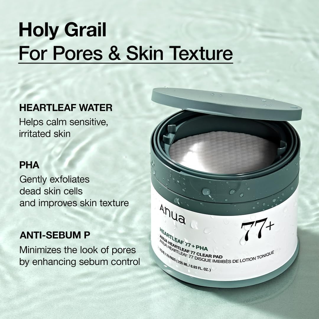 ANUA Heartleaf 77 Toner Pad, Mild Exfoliating Facial Pads for Glass Skin - 70 Pads