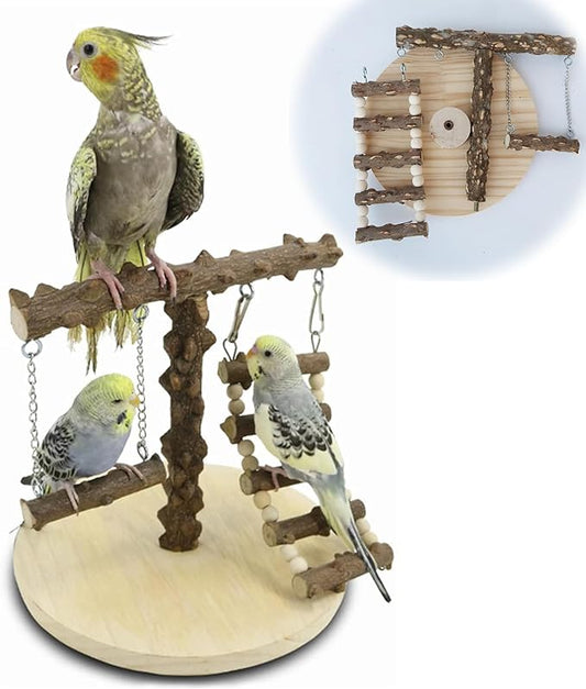 Vokowin Bird Playground Simple Stand Bridge Swing Climbing Wooden Training Ladder